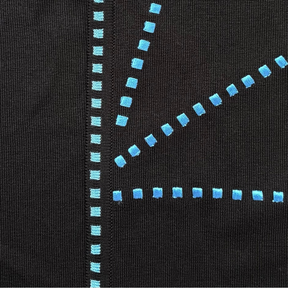 Ming Wang Black Blue Geometric Knit Jacket L - Picture 7 of 11